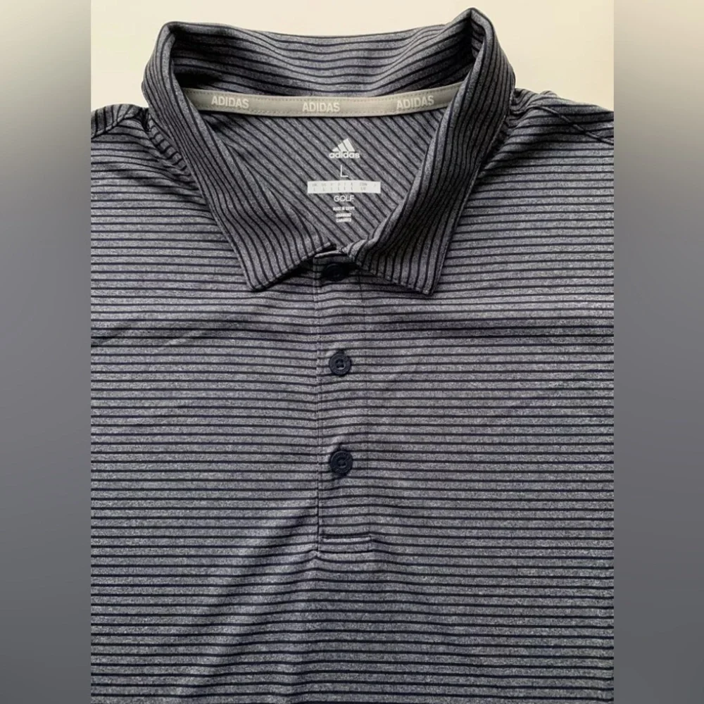 Adidas Golf Men's Feeder Stripe Polo Golf Shirt Black Striped Polo Shirt Lg NWOT
